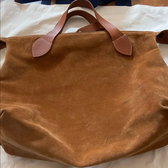 Parker Thatch Charlie Carmel Suede Leather Satchel - Picture 4 of 9